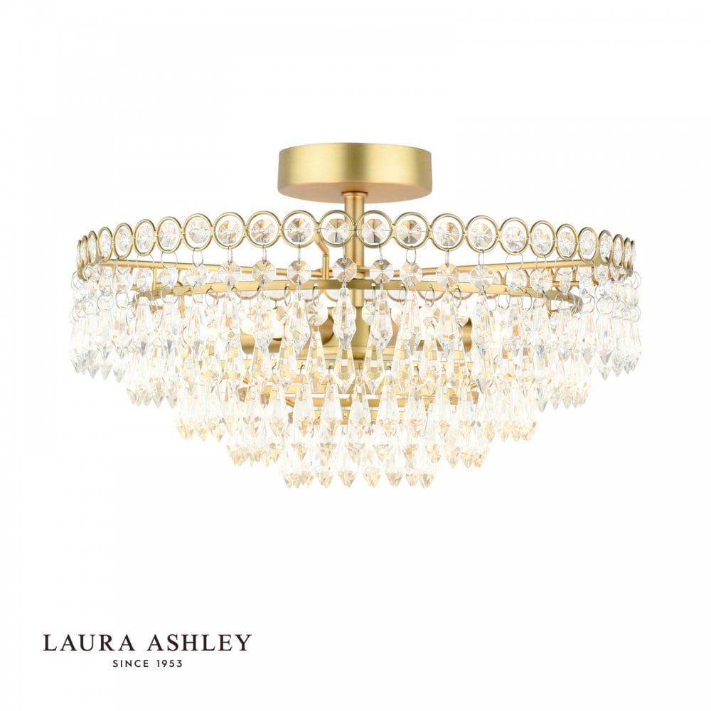 Enid 5 Light Semi Flush Fitting in Antique Brass