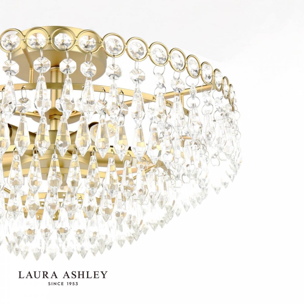 Enid 5 Light Semi Flush Fitting in Antique Brass
