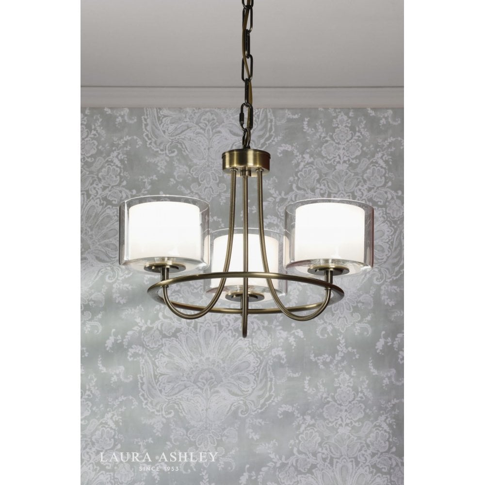 Southwell 3 Light Pendant in Antique Brass & Opal Glass