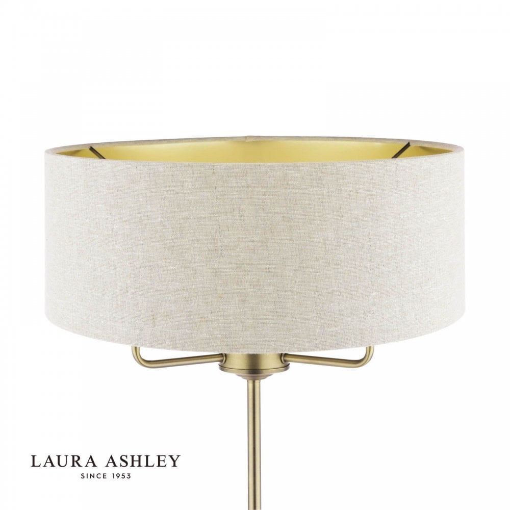 Sorrento Floor Lamp in Antique Brass C/W NaturalShade