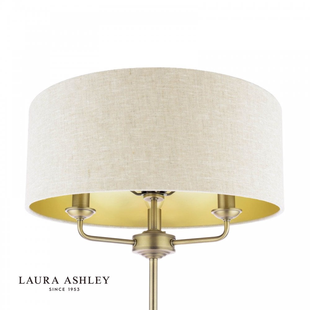 Sorrento Floor Lamp in Antique Brass C/W NaturalShade