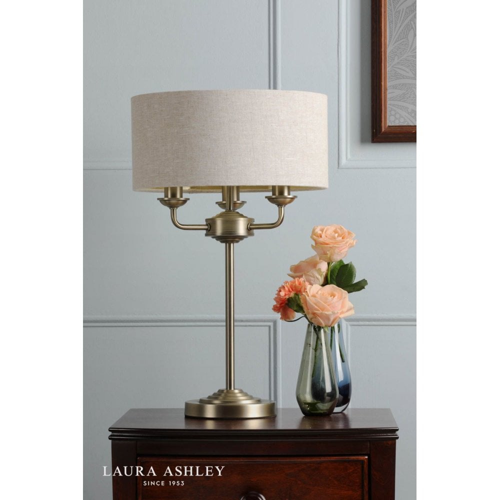 Sorrento Antique Brass Table Lamp C/W Natural Shade