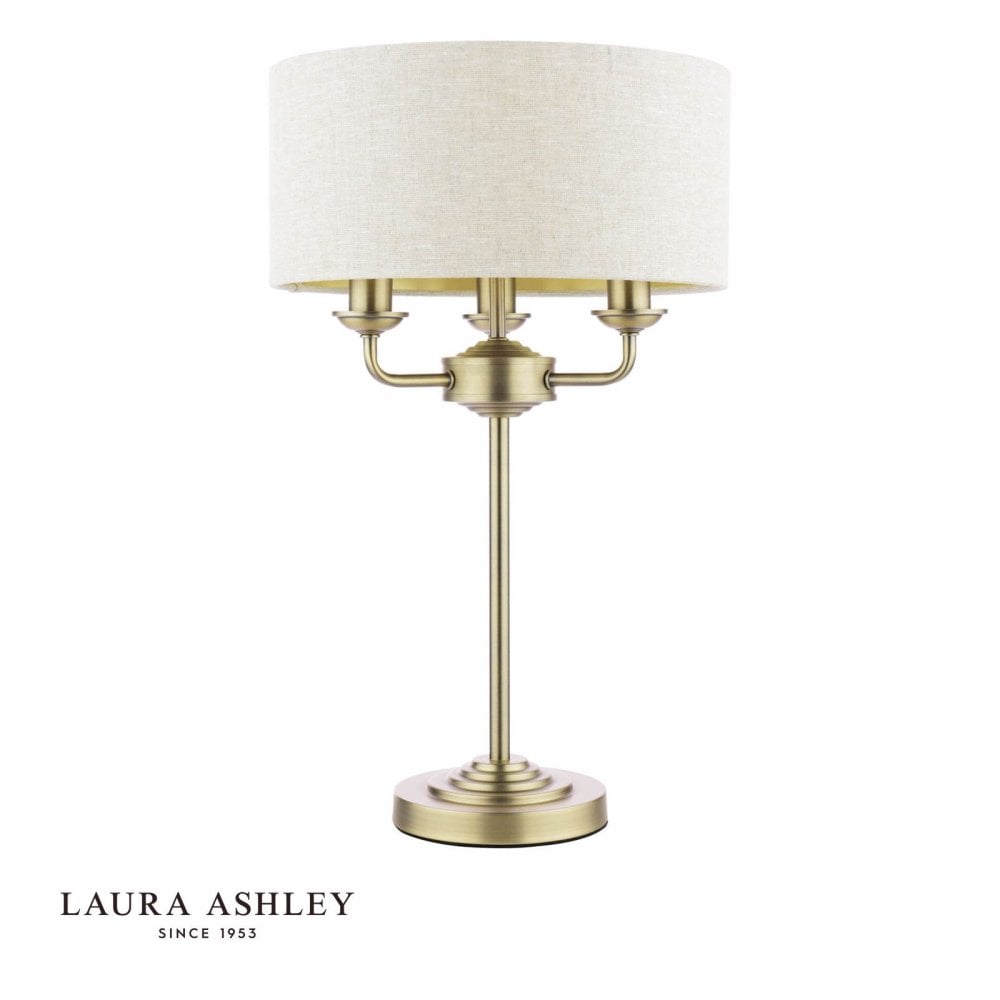 Sorrento Antique Brass Table Lamp C/W Natural Shade