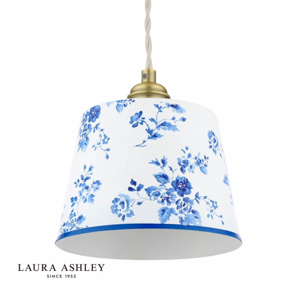 Single China Rose Pendant with Antique Brass Detailing