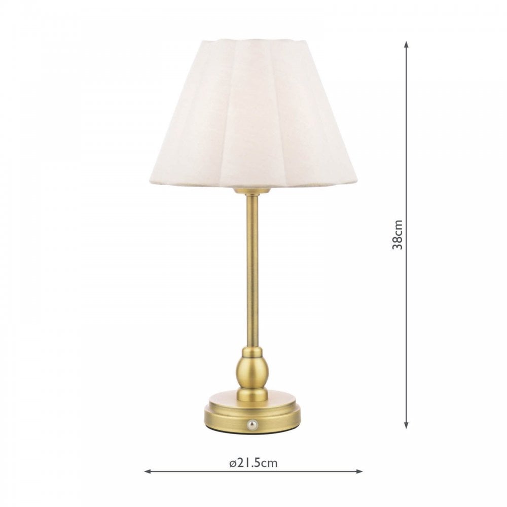 Erin Rechargeable Antique Brass Table Lamp C/W Shade