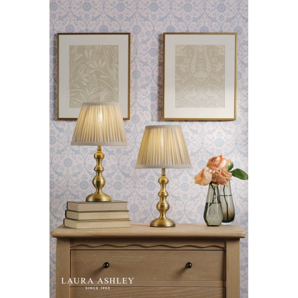 Ezra Twin Pack Antique Brass Table Lamps C/W Shade
