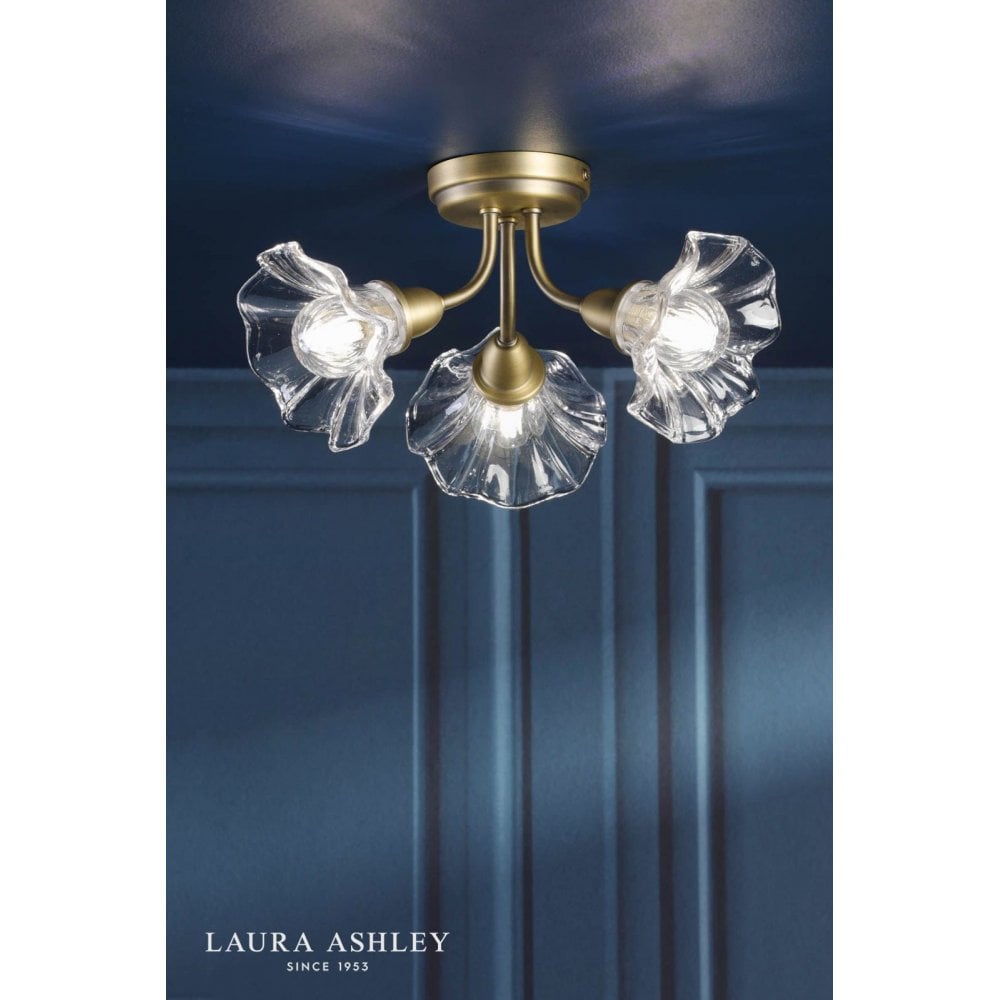 Kerswell 3 Light Antique Brass Semi Flush Fitting