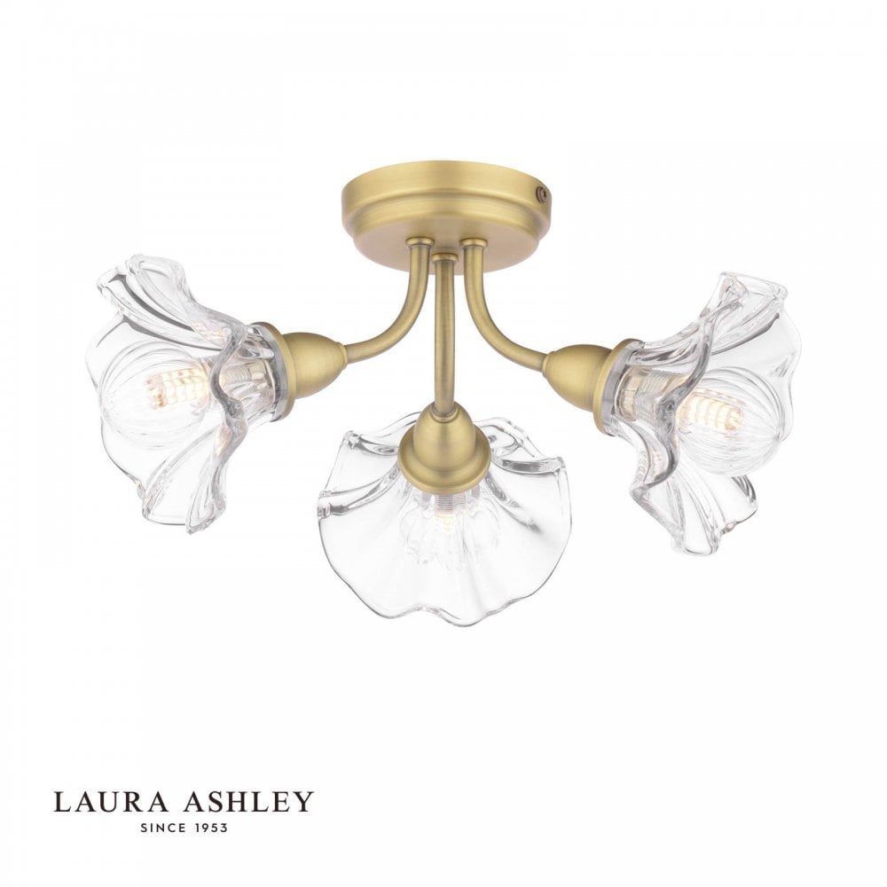 Kerswell 3 Light Antique Brass Semi Flush Fitting