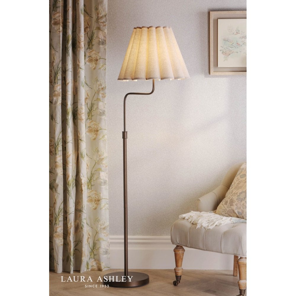 Holwell Antique Bronze Floor Lamp C/W Natural  Shade
