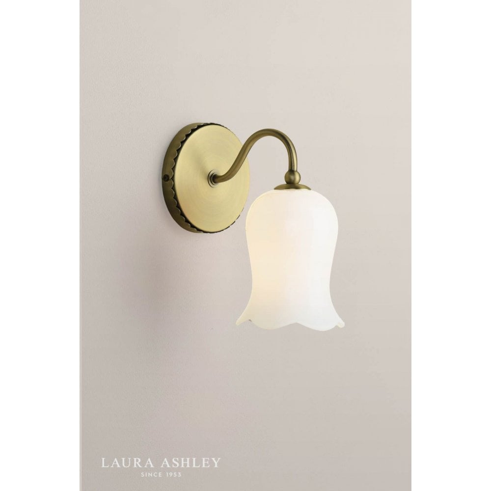 Lidsell Antique Brass Wall Fitting with Opal Glass