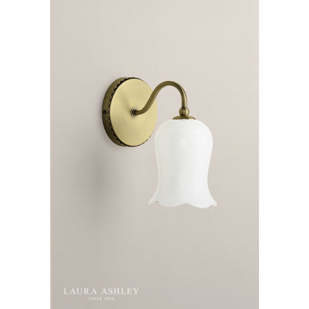 Lidsell Antique Brass Wall Fitting with Opal Glass