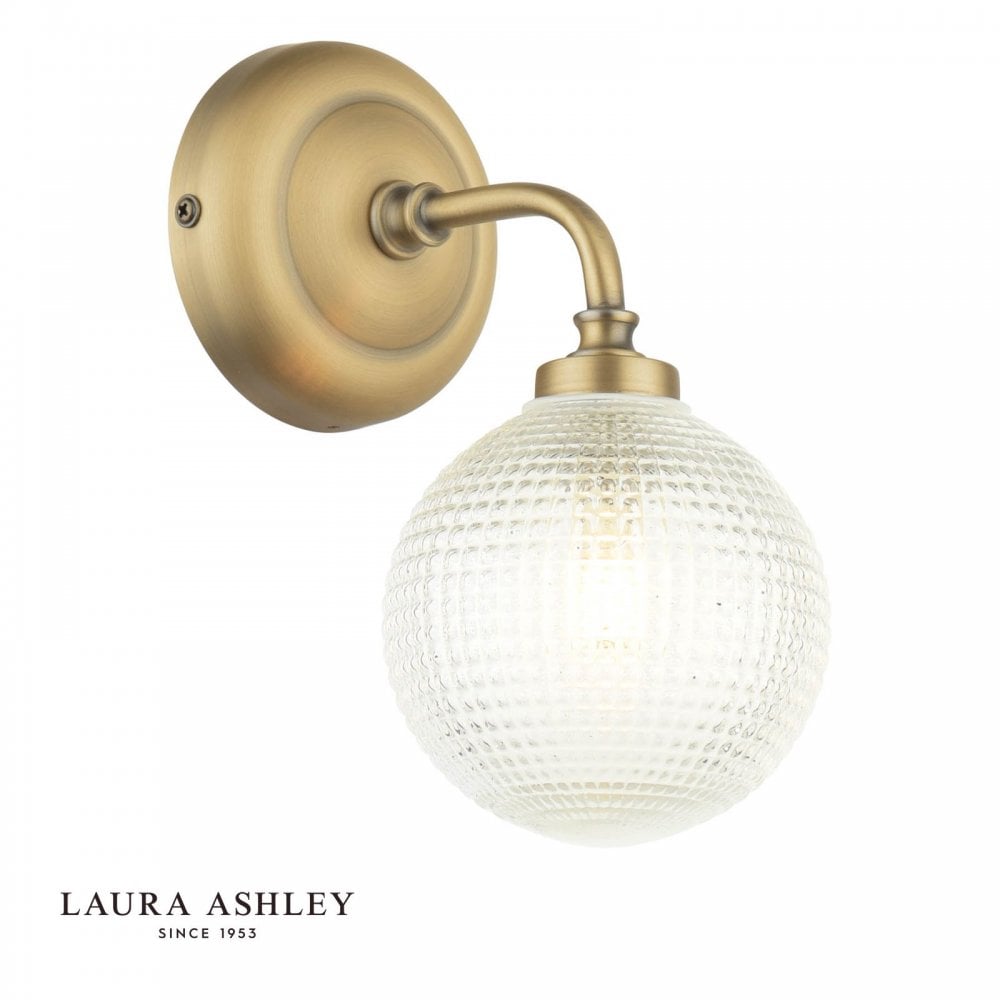 Langdon Antique Brass & Textured Glass Wall Light IP44
