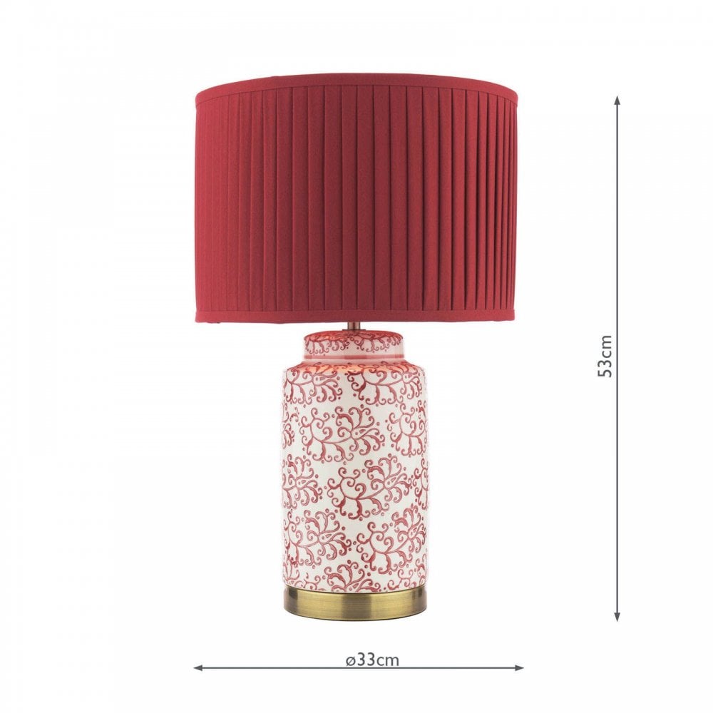 Knipton Red Ceramic Table Lamp C/W Shade