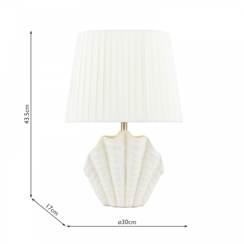 Shell White Ceramic Table Lamp C/W Shade