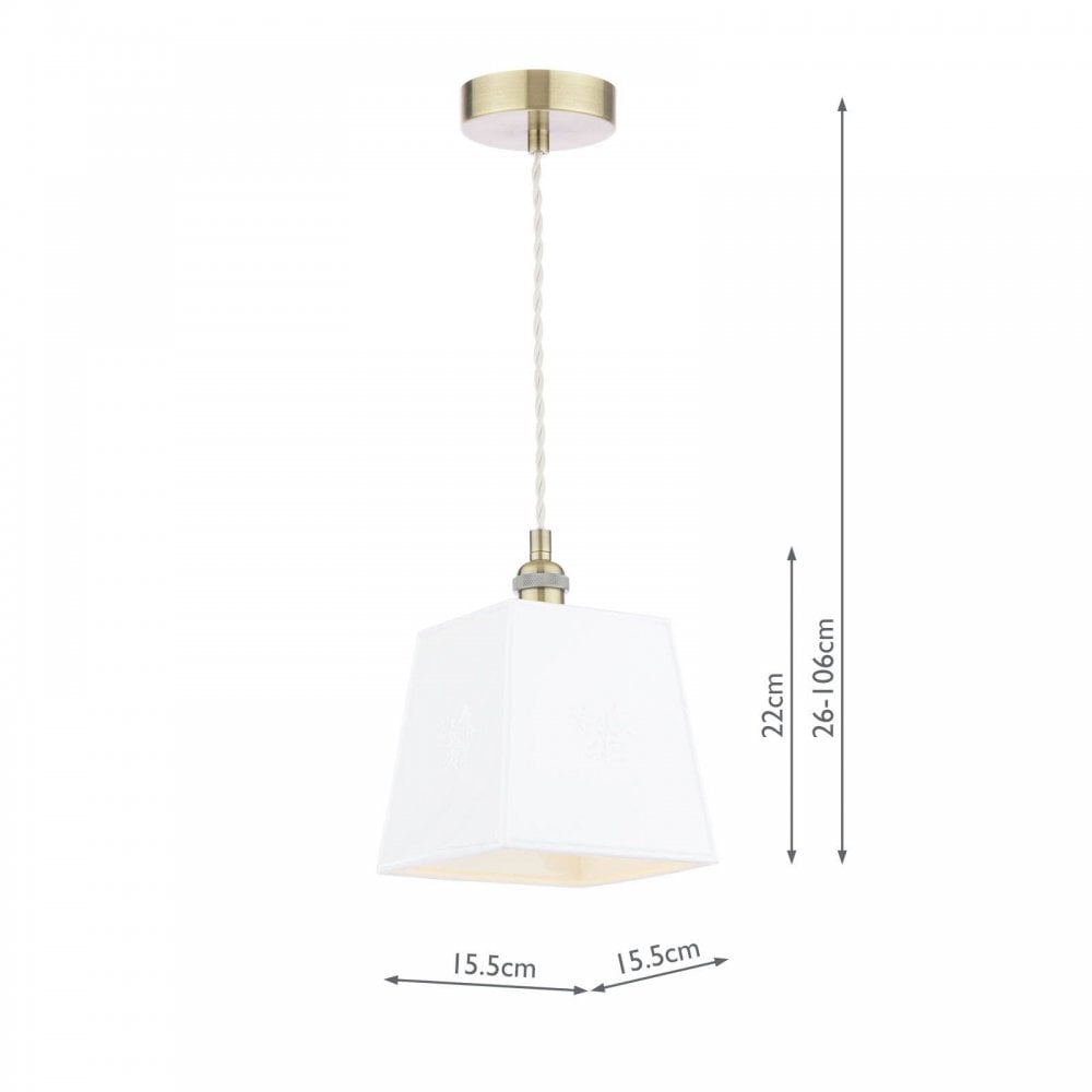 Porcelain Square Cream & Brass Single Pendant