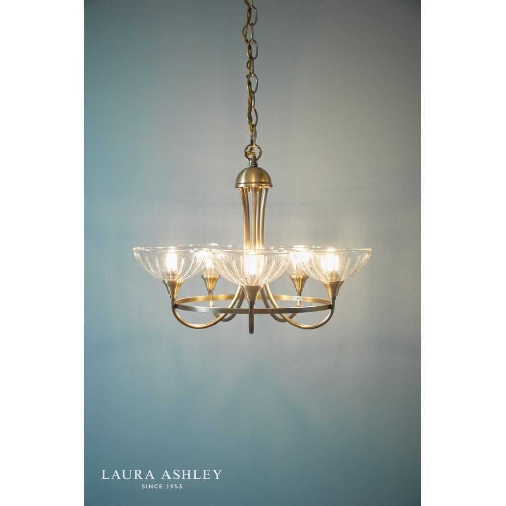Wellham 5 Light Antique Brass Pendant