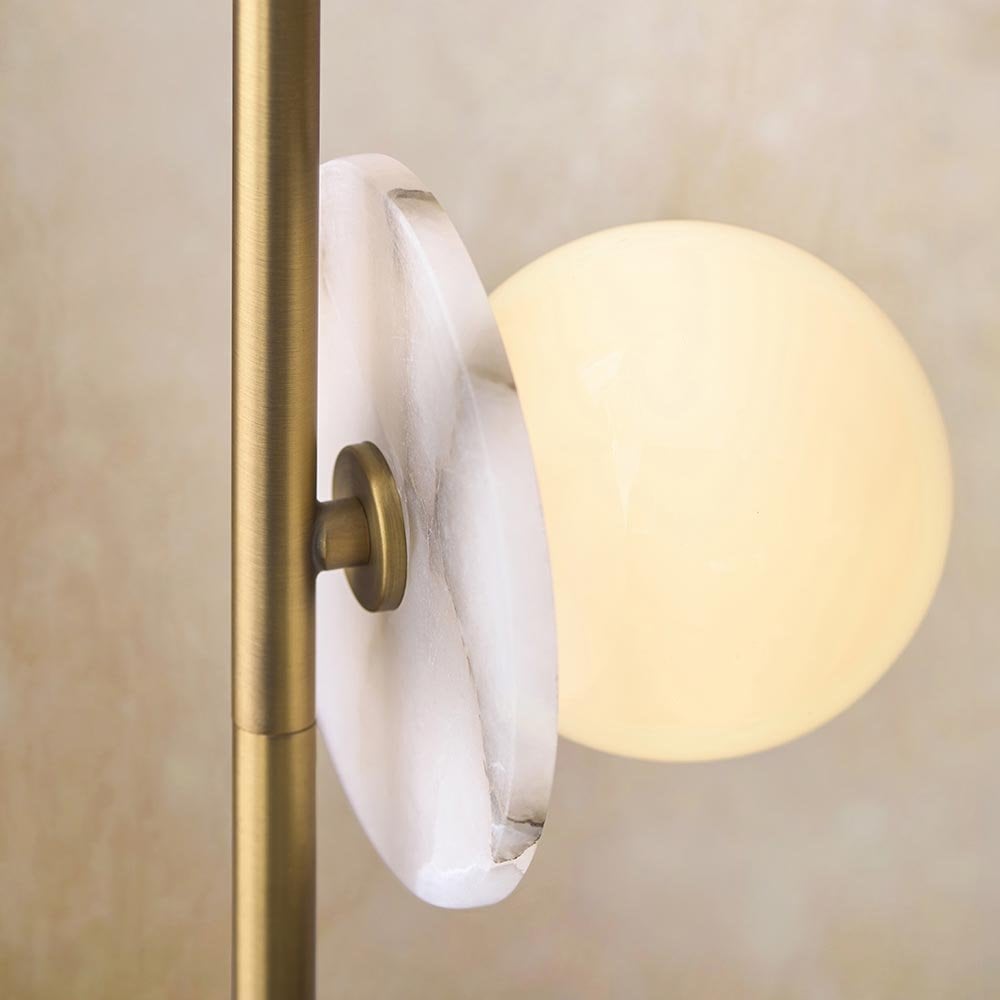 Cerchio Brass Floor Lamp with Opal Glass Shades