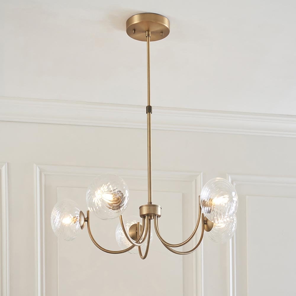 Hague Antique Brass 5 Light Ceiling Pendant
