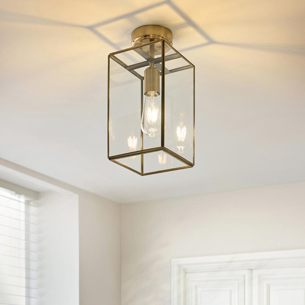 Hammond Brushed Brass & Glass Flush Fitting