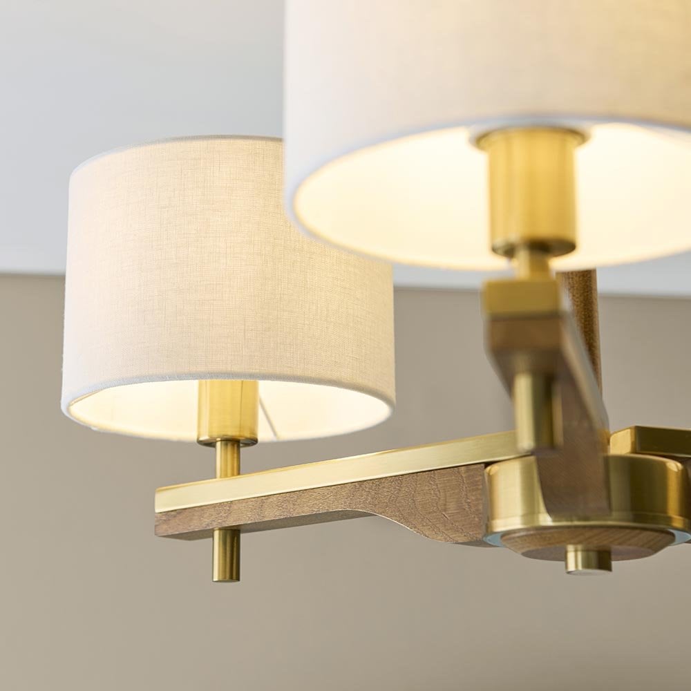 Heathcliff Semi Flush Fitting in Ash Wood & Brass Finish