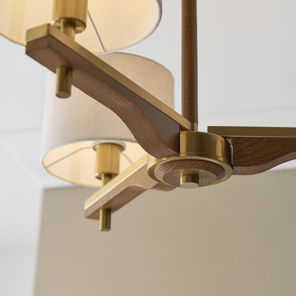 Heathcliff Semi Flush Fitting in Ash Wood & Brass Finish