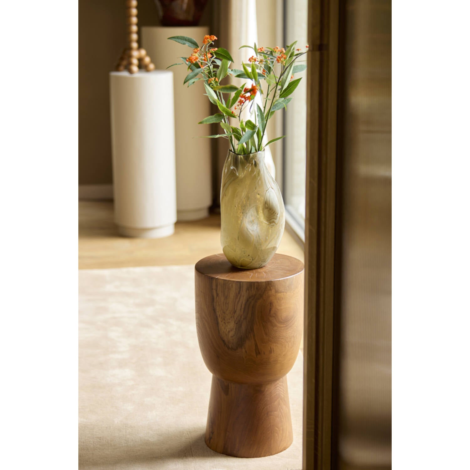 Jorien Large Green & Taupe Glass Vase