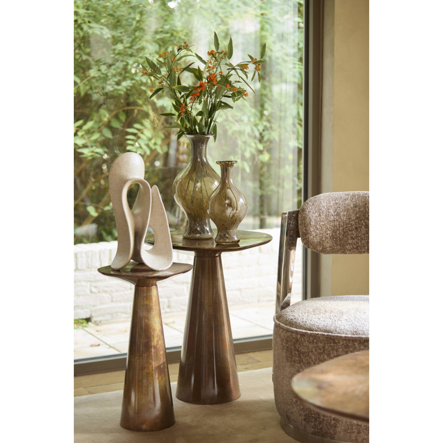 Jorien Small Silhouette Green & Taupe Glass Vase