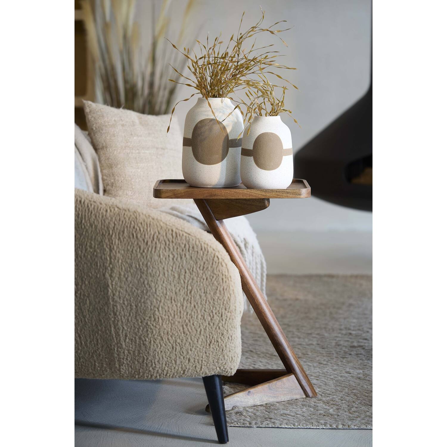 Quiano Brown Wooden Side Table