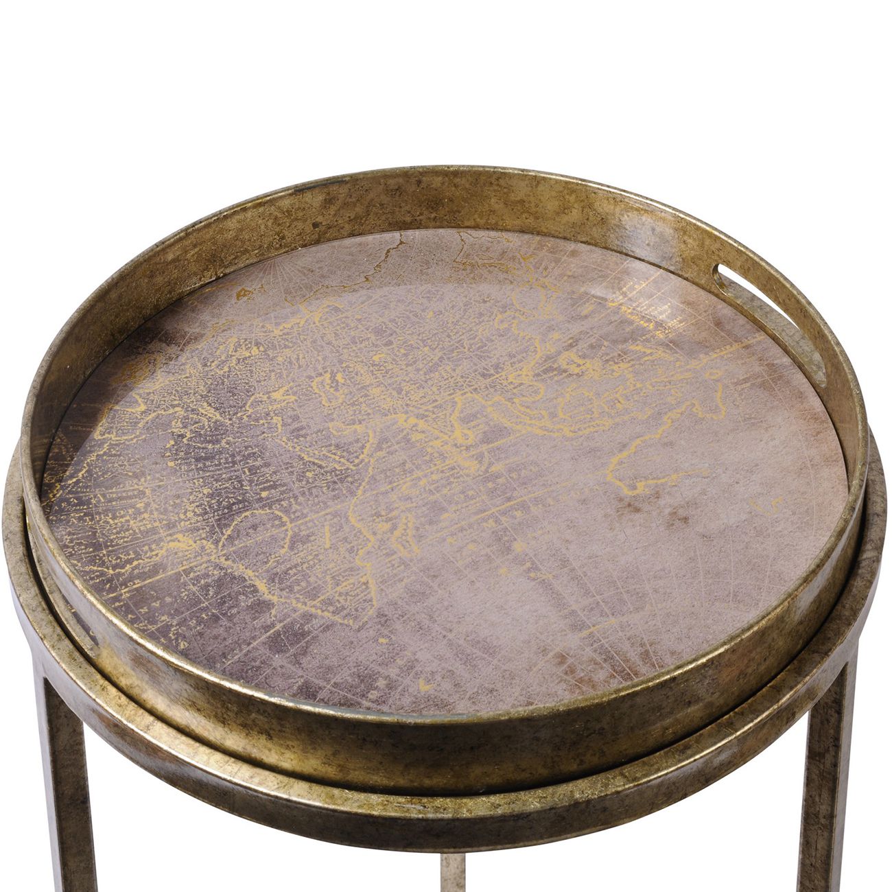 Vienna Antique Gold Atlas Set Of 2 Side Tray Tables