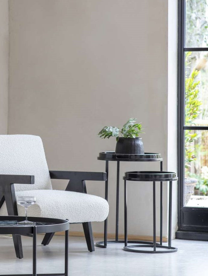Monochrome Swirl Set of 2 Side Tray Tables