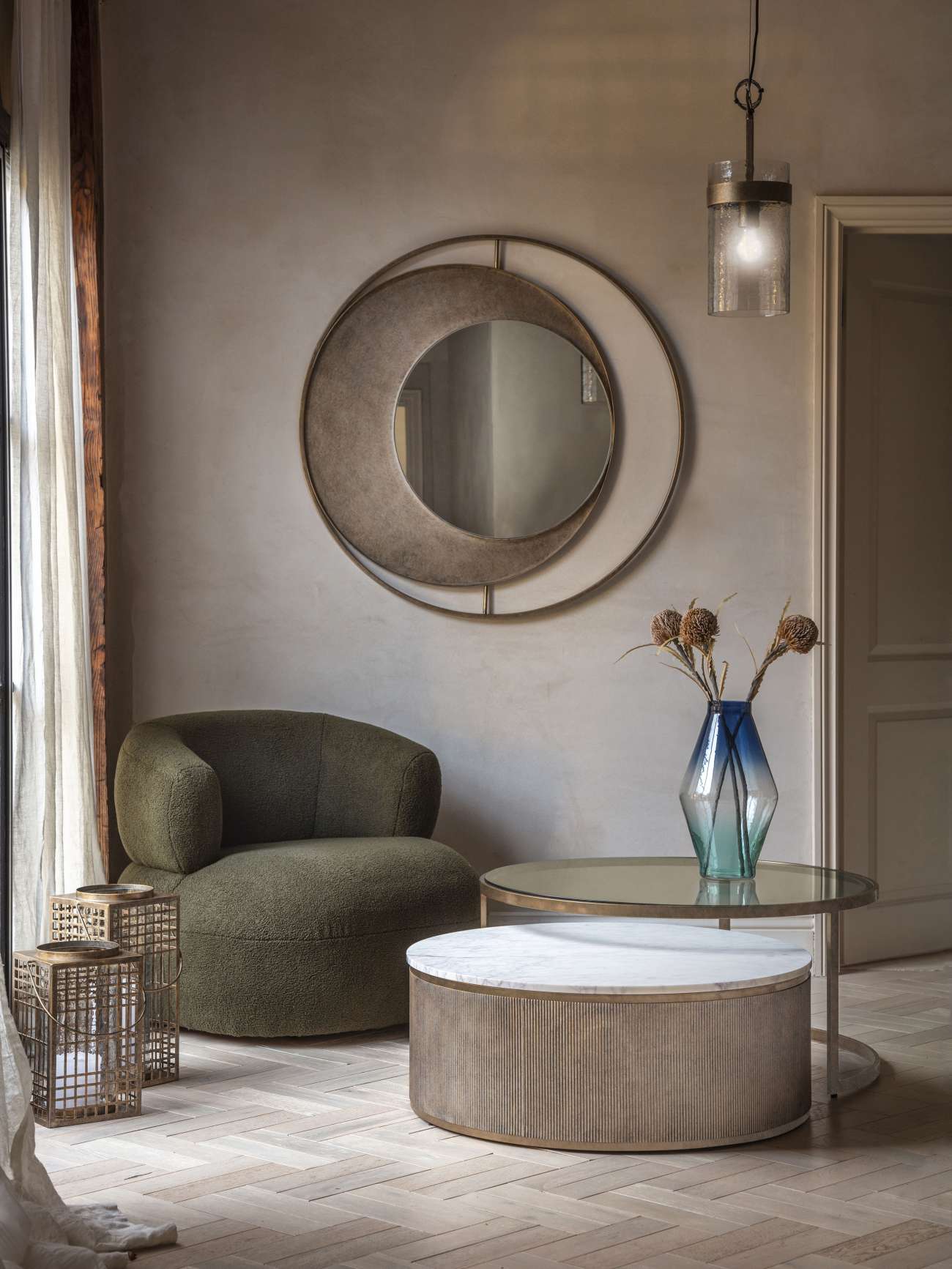 Belvedere Aged Gold Nesting Coffee Tables