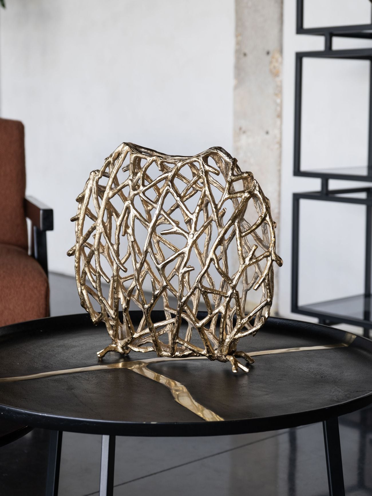 Twig Sculpture Vase in Gold