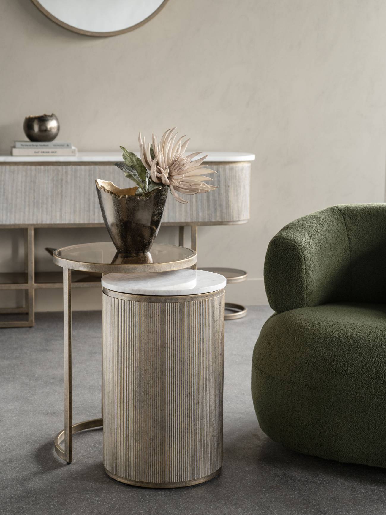Belvedere Aged Gold Nesting Side Tables
