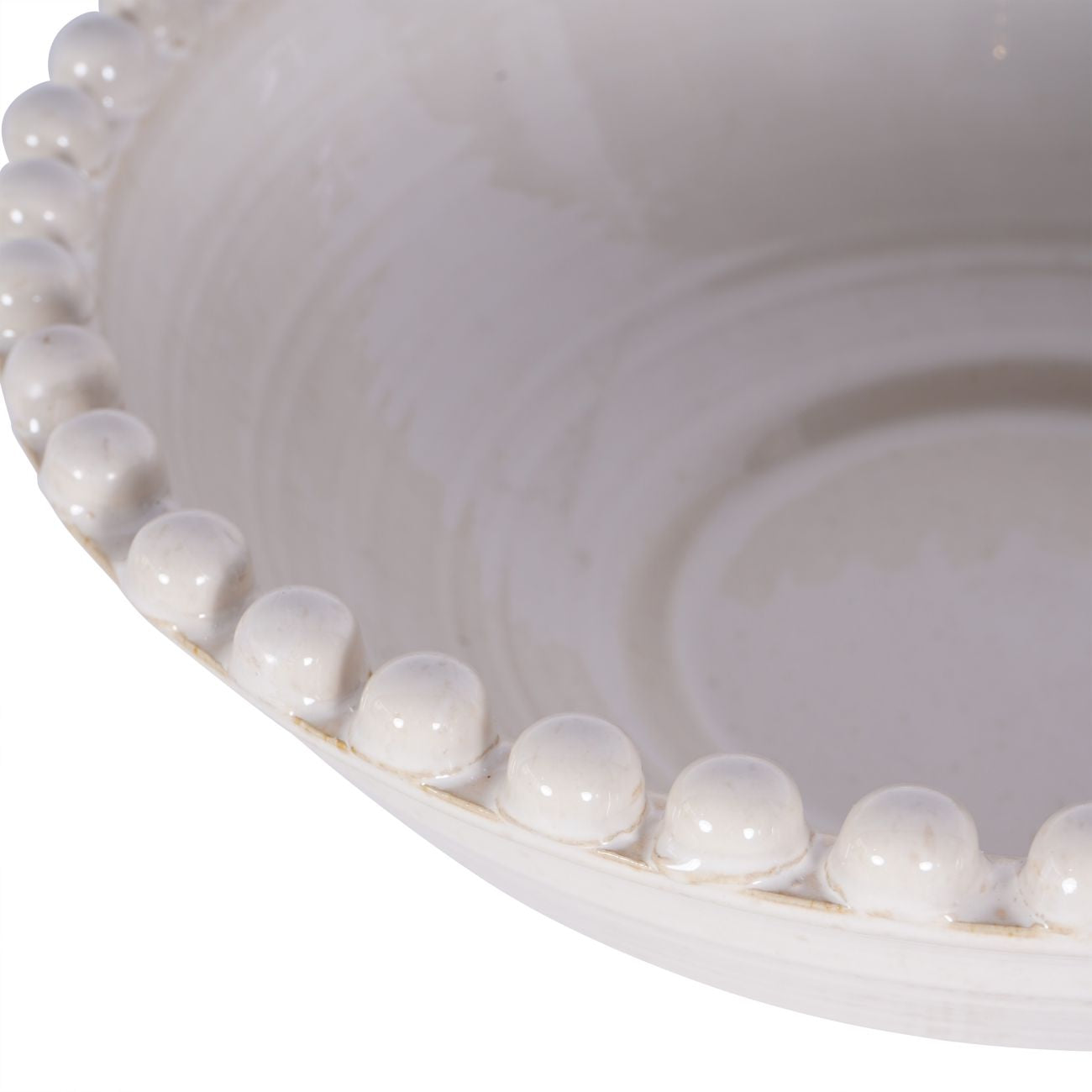 Mediterranean Reactive Cream Glaze Ceramic Bowl