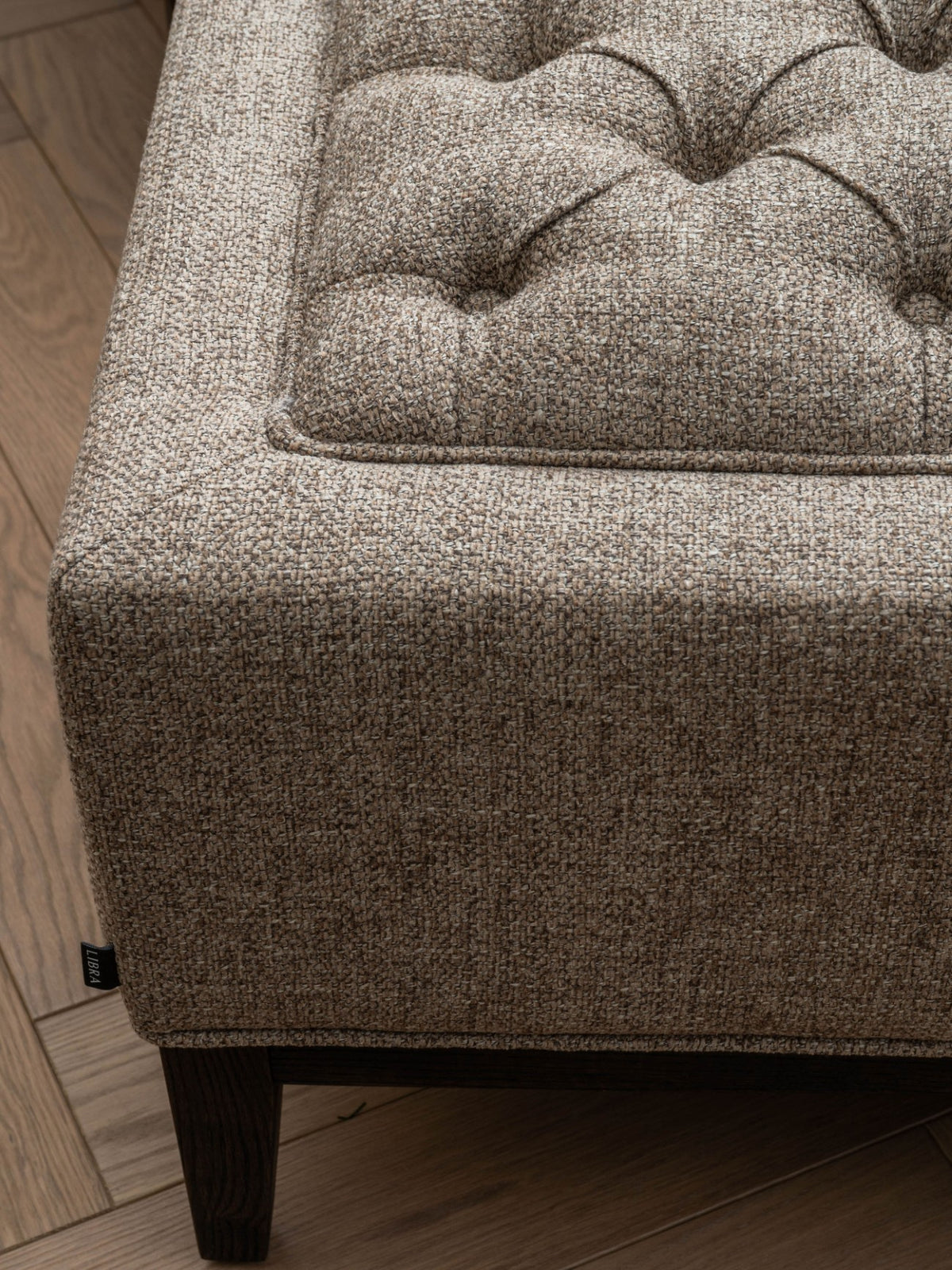 Theodore Buttoned Stool Dark Taupe