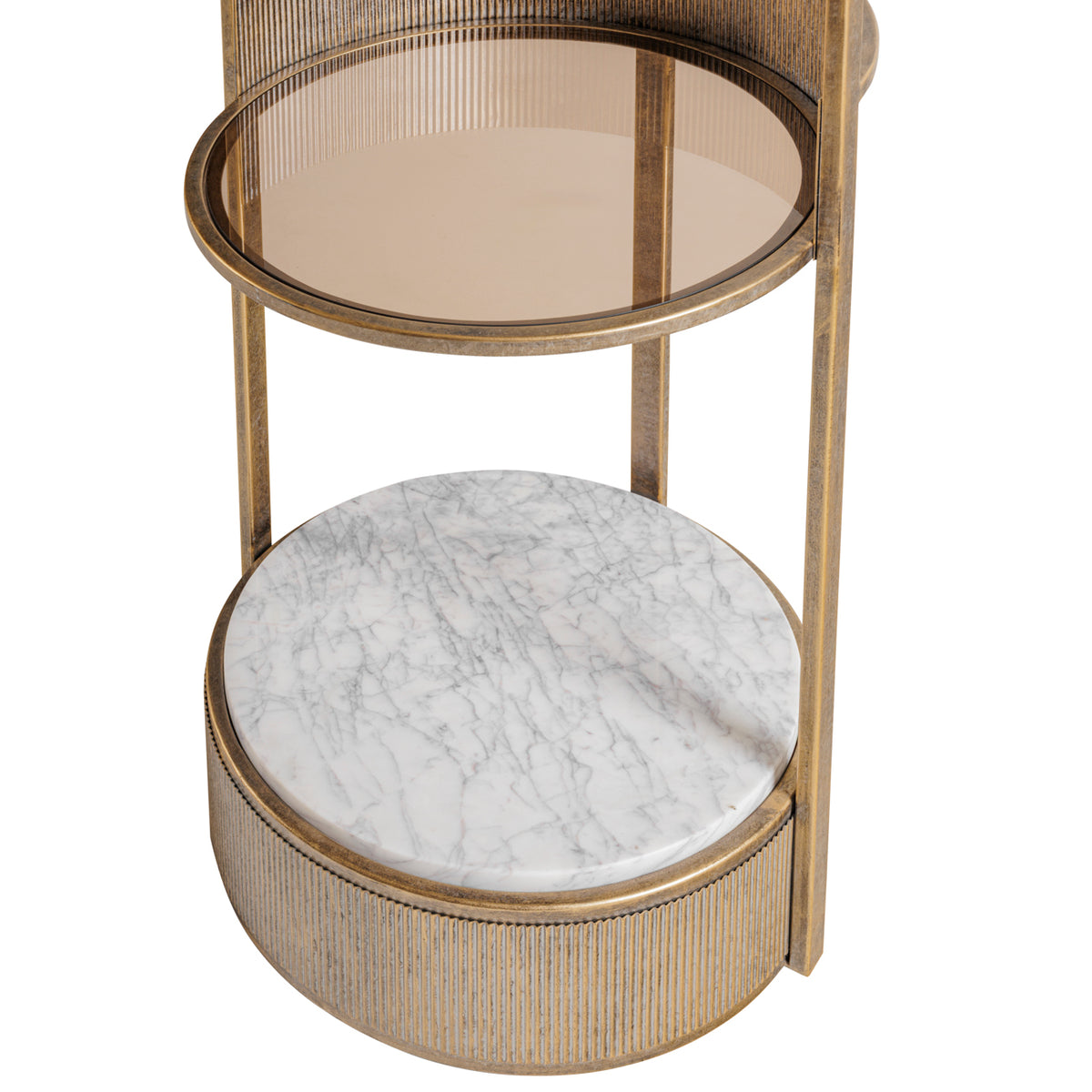 Belvedere Aged Gold Round Shelving Unit