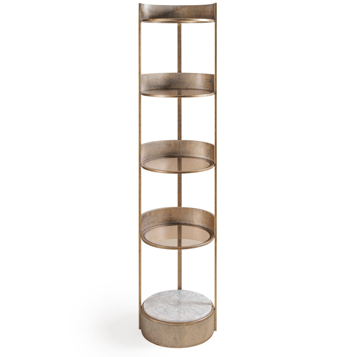 Belvedere Aged Gold Round Shelving Unit