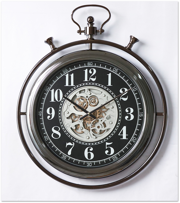 Black Nickel Wall Clock with Gears