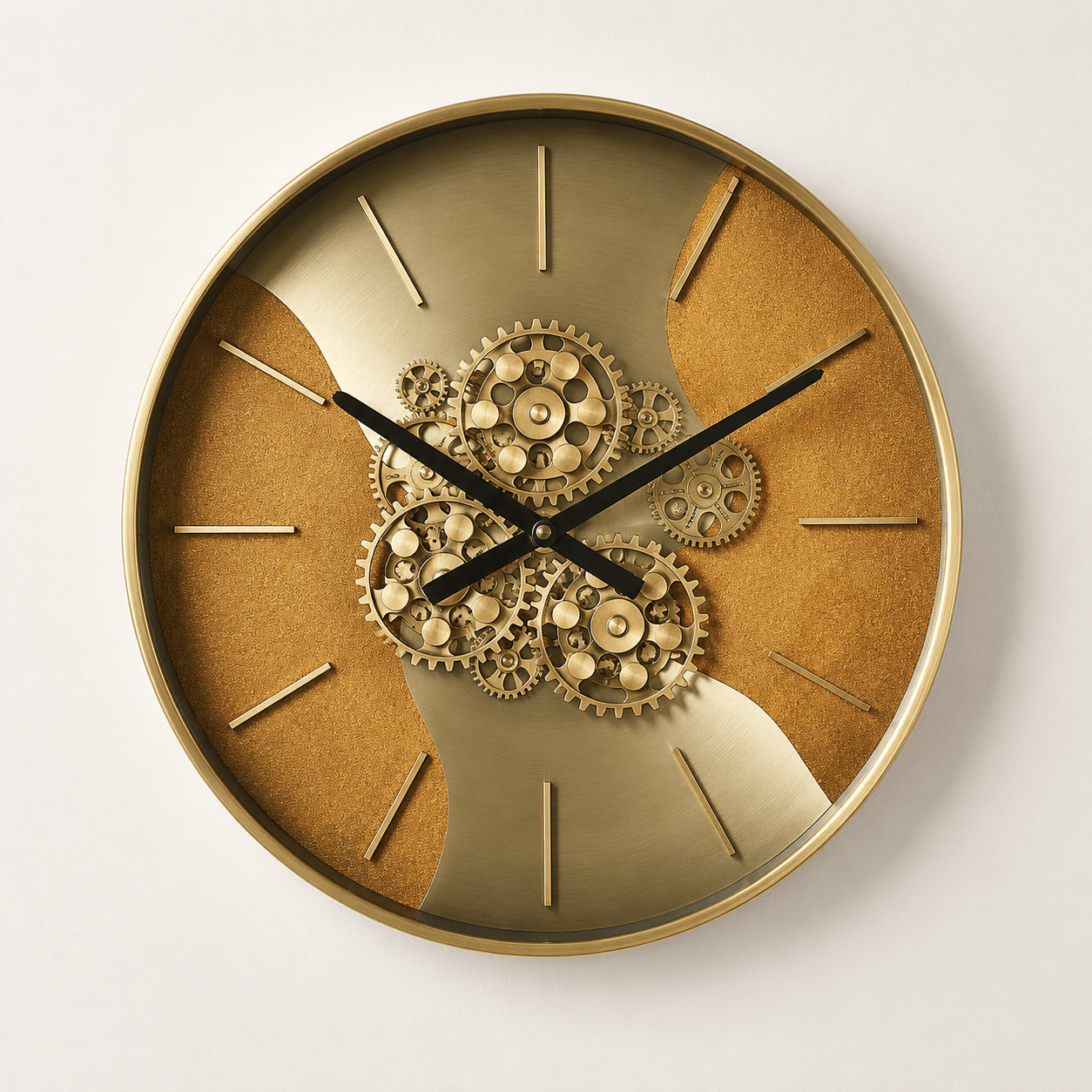 Antique Brass Wall Clock with Gears