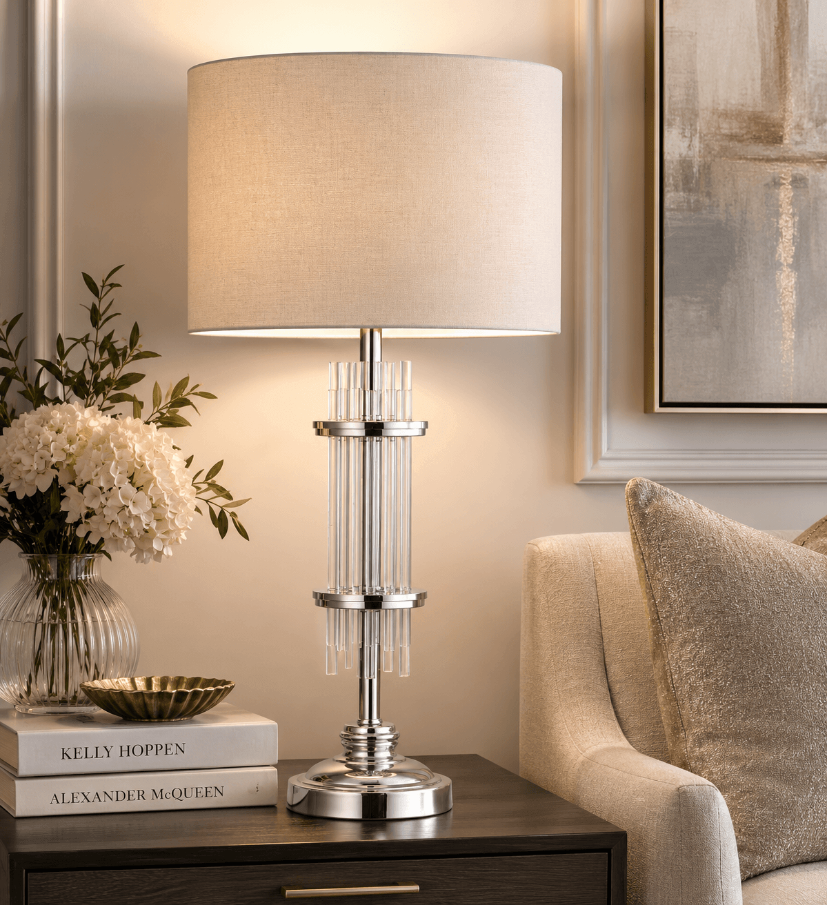 Chrysler Polished Chrome Table Lamp C/W Shade