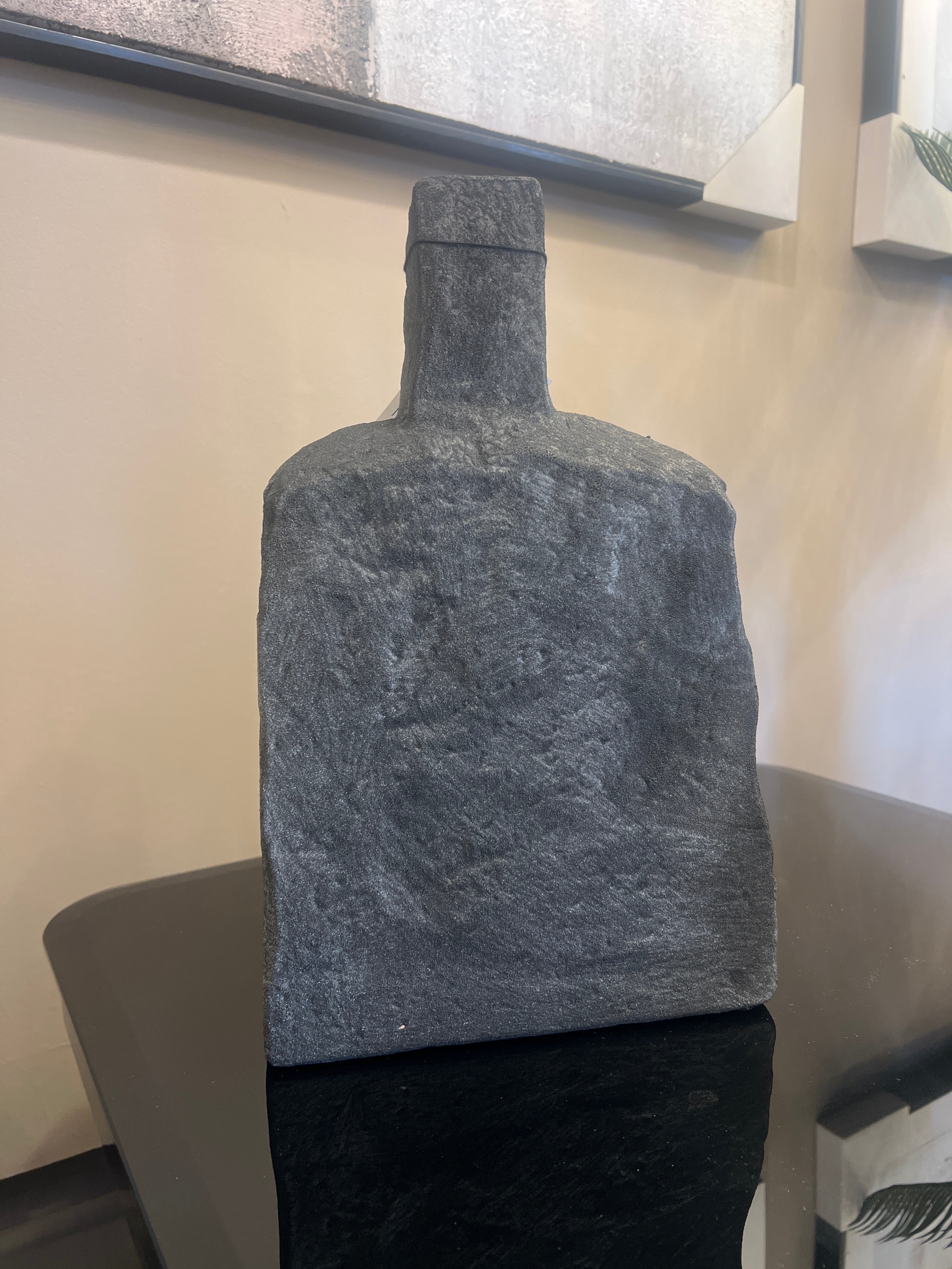Large Modern Black Textured Ceramic Vase