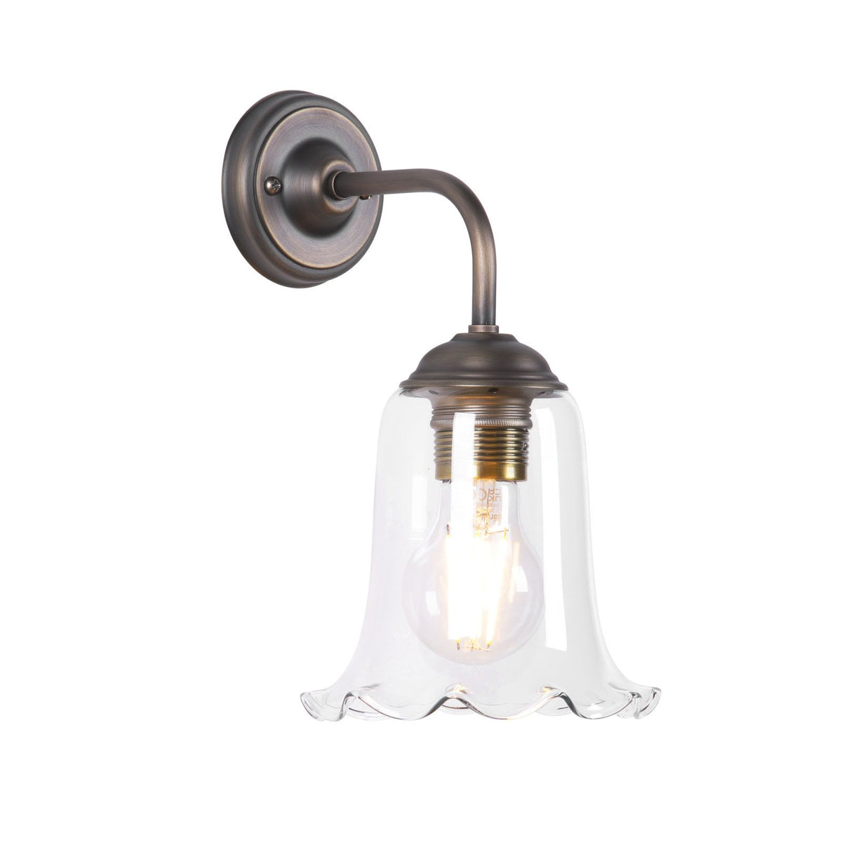 Ebba Antique Brass Wall Light with Clear Glass