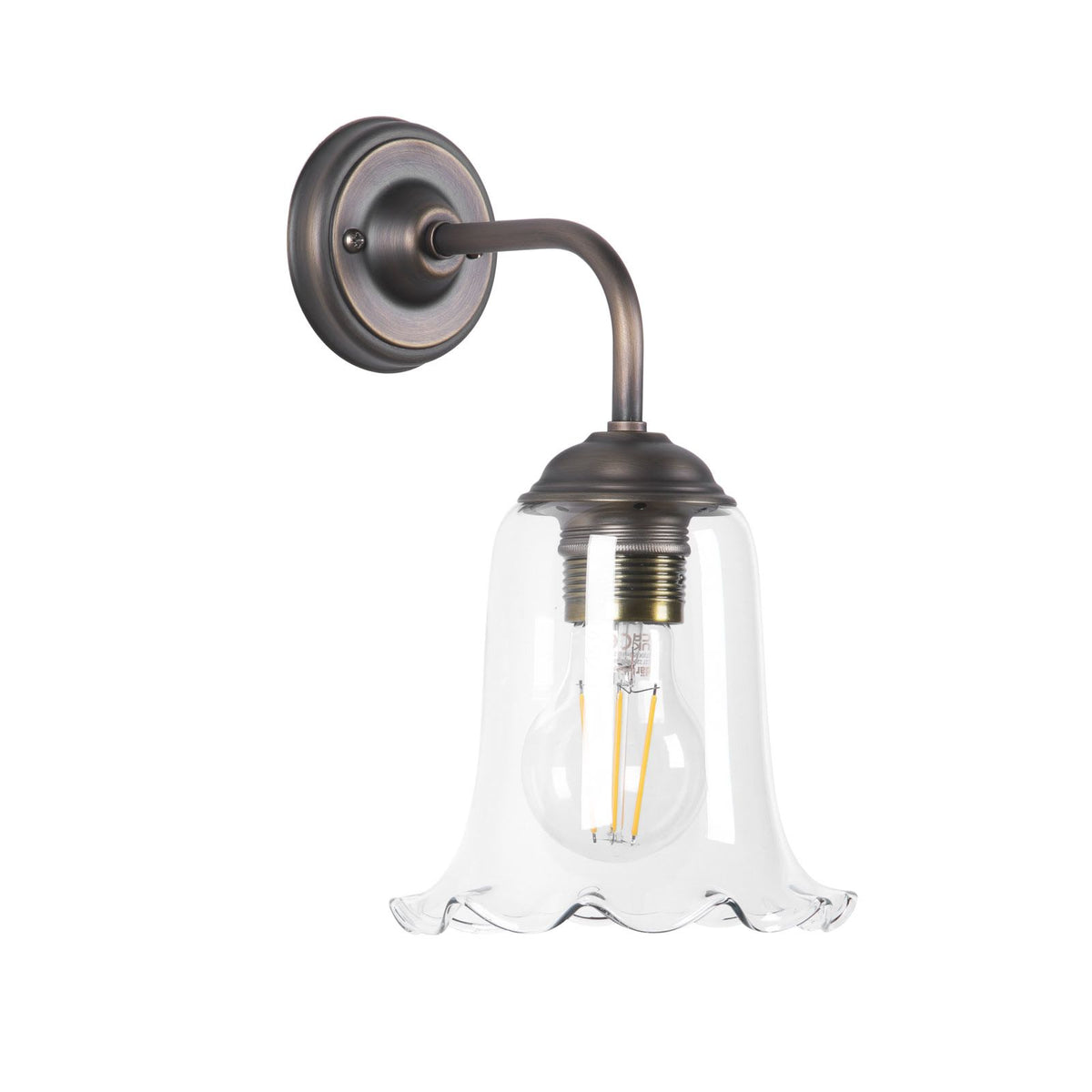 Ebba Antique Brass Wall Light with Clear Glass