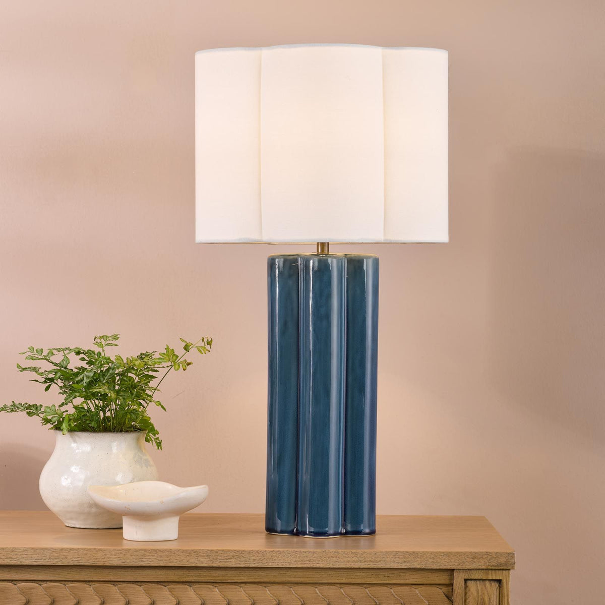 Fiyan Blue Table Lamp C/W Shade