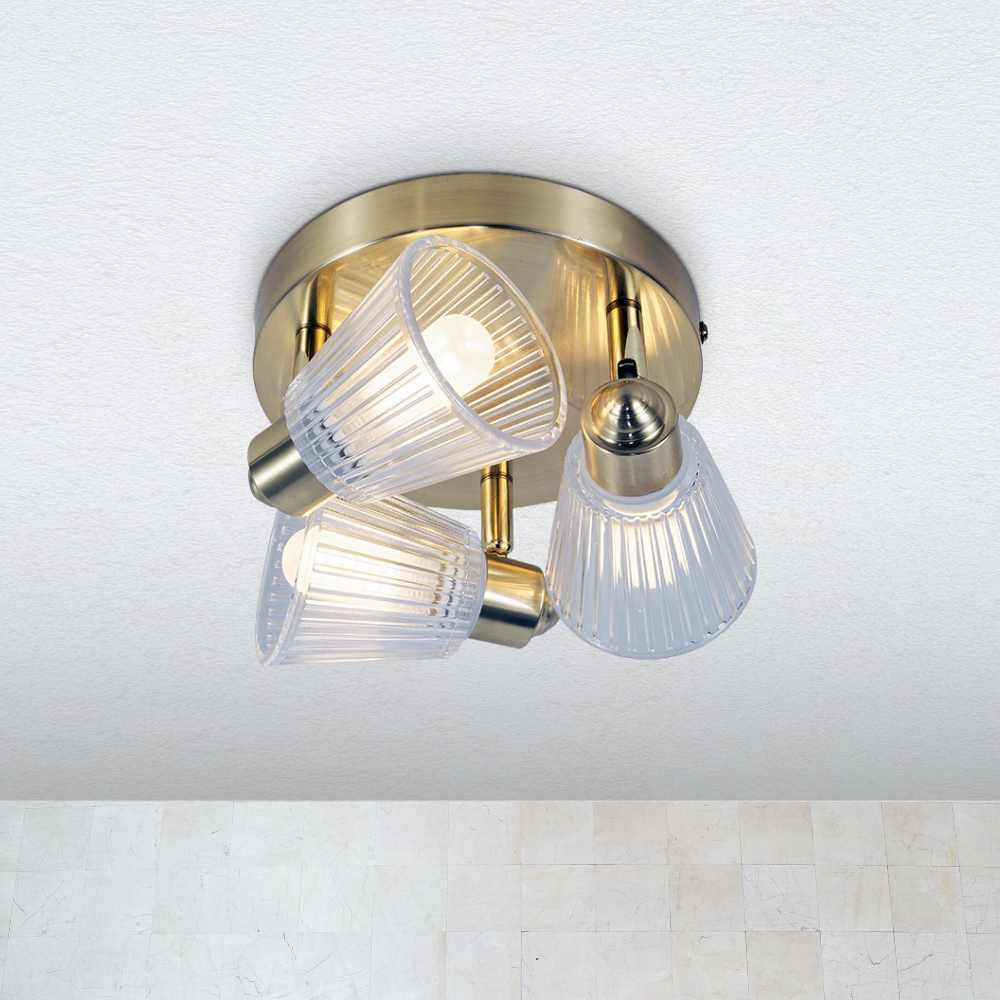 Gatsby 3 Light Satin Brass Bathroom Ceiling Light IP44