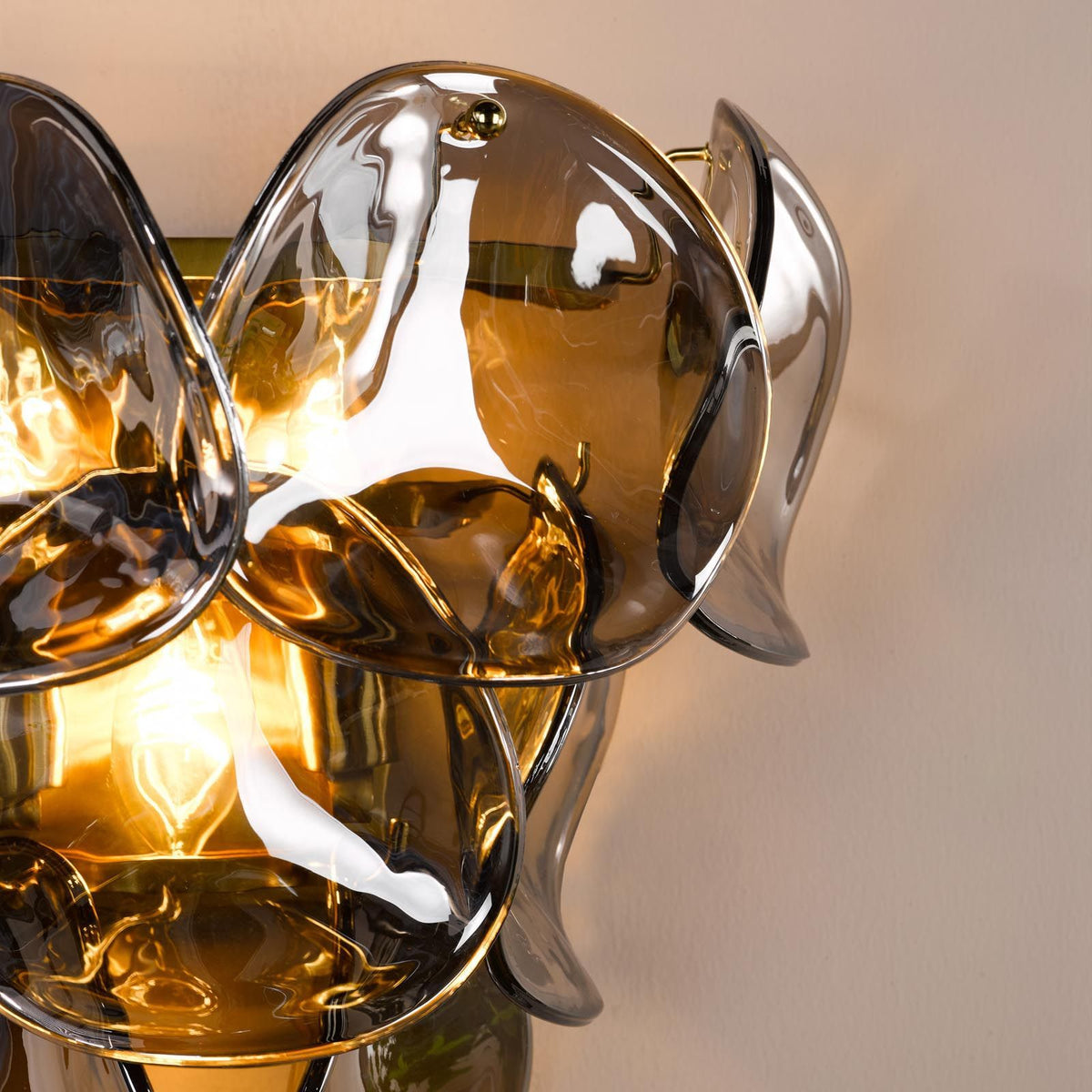 Genoa Natural Brass & Smoked Glass Wall Light