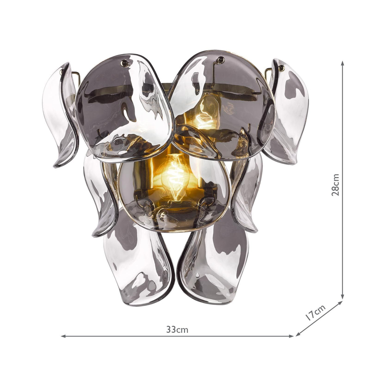 Genoa Natural Brass & Smoked Glass Wall Light
