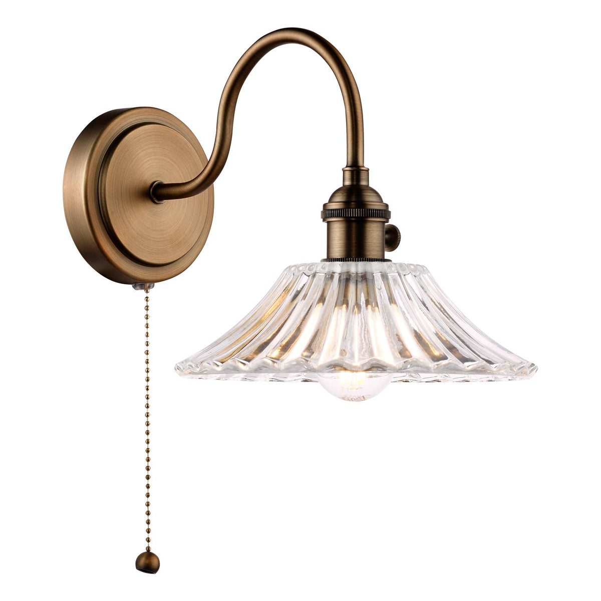 Hadano Antique Bronze Small Wall Light with Flared Glass Shade