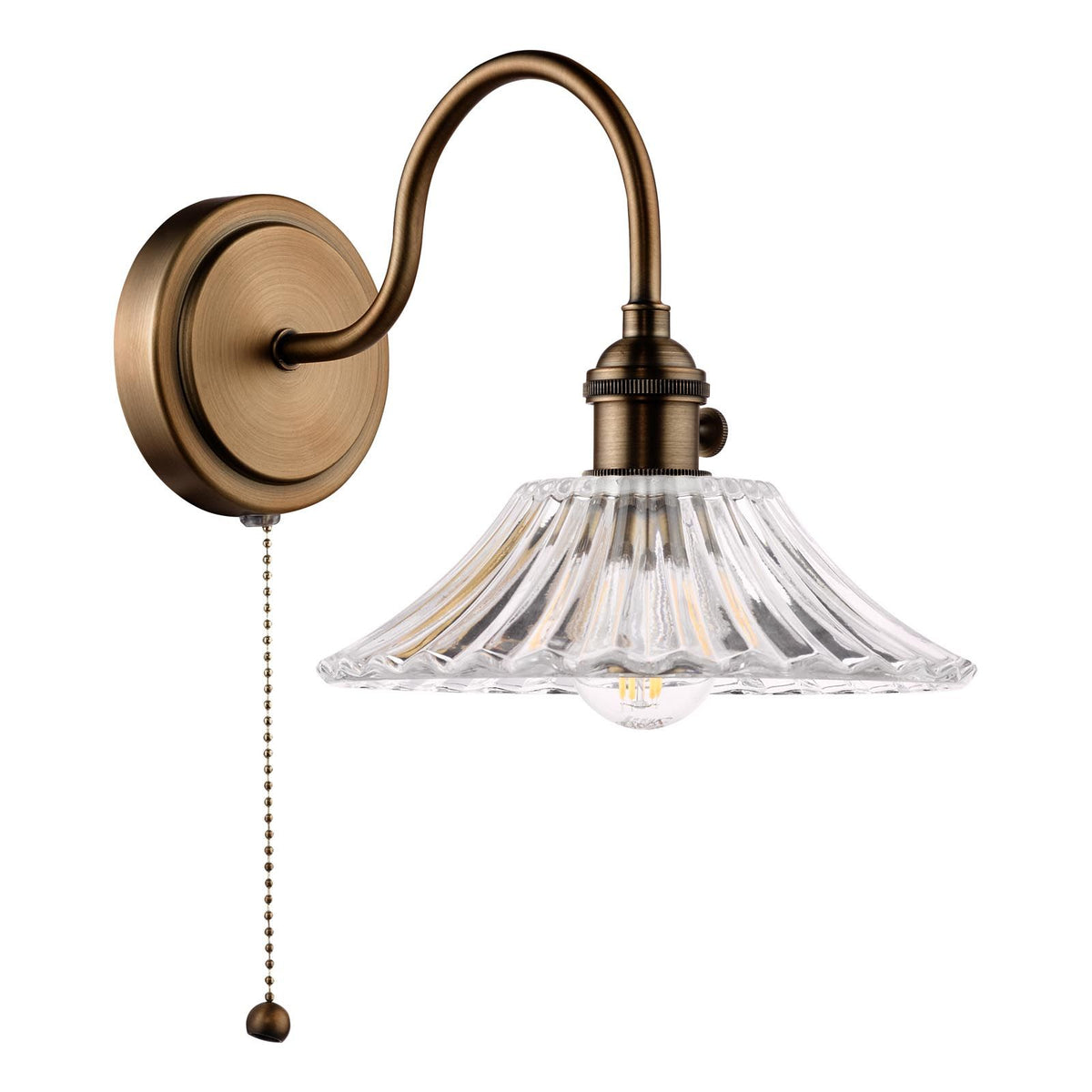 Hadano Antique Bronze Small Wall Light with Flared Glass Shade