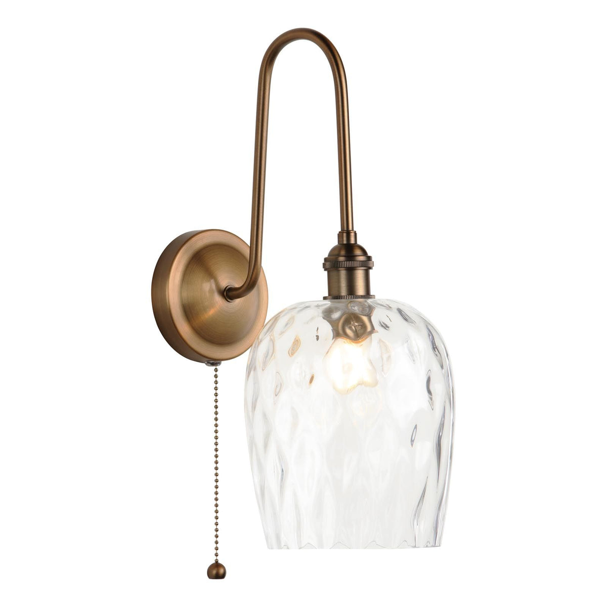 Hadano Antique Bronze Tall Wall Light with Clear Dimpled Shade